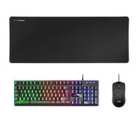 Mars Gaming Combo Clavier et Souris MCPXBFR H-Mech, Souris ultralégère, Tapis XXL Noir