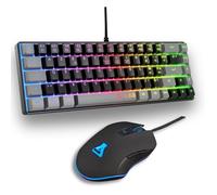 Combo Hydrogen-Pack Clavier Souris Gamer,Clavier Gamer 65% Filaire,Rétroéclairage Rgb,Azerty,Format Compact+Souris Gaming Rgb,6 Bo
