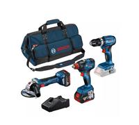 Combo kit 3 machines 18 V (GWS7/GSB45/GDX200) + 2 batteries 5 Ah + sac BOSCH 0615990N31