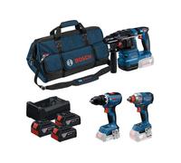 COMBO KIT 3 OUTILS 18V : GSR 18V-65 + GDX 18V-285 + GBH 18V-22 +GBA 18V 3x5,0Ah + GAL 12V-18V-80 + sac