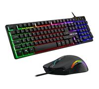 Combo Krypton - Clavier Gaming Azerty Usb Anti-Ghosting + Souris Gaming 6 Boutons 3200 Dpi - Pack Gamer Filaire Pc Ps4 Xbox One Mac