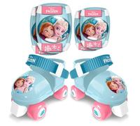 Combo Patins 4 Roues + GENOUILLERES COUDIERES LA Reine des NEIGES 2, 23-27, Blue & White