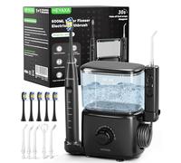 Combo professionnel de fil dentaire et brosse à dents électrique, hydropulseur oral à usage domestique de 600 ml pour 10 pressions d'eau réglables, 2 modes de nettoyage, brossage 1+1 et fil dentaire