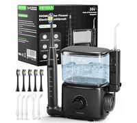 Combo professionnel de fil dentaire et brosse à dents électrique, hydropulseur oral à usage domestique de 600 ml pour 10 pressions d'eau réglables, 2 modes de nettoyage, brossage 1+1 et fil dentaire