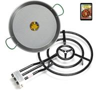 COMBOI Brûleur à paella gaz butane 60 cm, poêle à paella 70 cm et livre de recettes numérique, brûleur à gaz à trois anneaux.