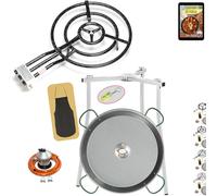 COMBOI Kit brûleur à paella à gaz butane 70 cm, poêle à paella 90 cm, régulateur de gaz, tuyau, pieds trépied, niveau, tablier, livre de recettes numérique (kit 700 + pieds trépieds)