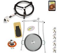 COMBOI Kit brûleur à paella gaz butane 30 cm, poêle 42 cm, régulateur, tuyau, pieds trépied, niveau, tablier, livre de recettes numérique (kit 300+ pièces)