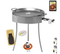COMBOI Kit brûleur à paella gaz butane 50 cm, poêle à paella de 60 cm, régulateur de gaz, tuyau, pieds trépied, pare-vent, niveau, livre de recettes numérique (kit réchaud à paella 50 cm + pare-vent)