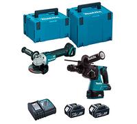 Makita Kit DLX2125TJ1 - DGA504 et DHR243 - 2 x 5,0 Ah - DC18RC - MAKPAC 3/4