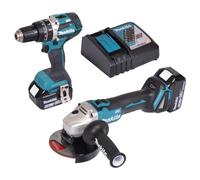 Ensemble de 2 machines 18 V Li-Ion 5 Ah (Dga506 + Dhp484)