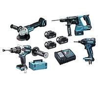 Combopack 4 outils 18V (DGA504 + DHP481 + DTD154 + DHR243) (3x5,0 Ah) en MAKPAC - MAKITA DLX4050TJ