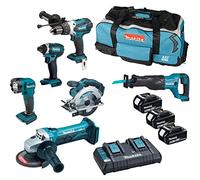 MAKITA Kit DLX6104TX2 (DHP458 DTD152 DSS610 DJR186 DGA452 DML815 3 x 5,0 Ah DC18RD LXT600)