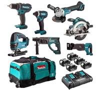 Makita - Ensemble De 7 Machines 18v 5ah (ddf482 + Dtd152 + Dga504 + Dss610 + Dhr202 + Djr186 + Djv180) Dlx7013pt1 Makita Dlx7013pt1