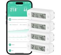 Comboss Capteur de thermomètre et hygromètre Wifi, capteur de température et d'humidité avec alarme de notification d'application à distance, compatible avec Alexa(4 pièces)
