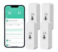 Comboss WiFi Hygromètre Thermomètre Capteur, Capteur de température et d'humidité sans fil avec alarme de notification d'application à distance, Fonctionne avec l'application Tuya (4 paquet)