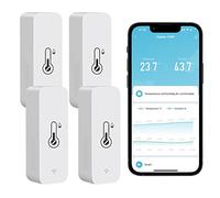 Comboss Zigbee Capteur de température et d'humidité sans fil intérieur et extérieur avec notifications d'application à distance et compatible avec l'application Tuya (4 pièce)