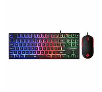 Combrite Ensemble Clavier et Souris de Jeu Falcon Pro, TKL Compact, Rainbow LED, USB Wired Desktop Combo, UK Layout, pour PC, Ordinateur Portable, PS4, PS5, Xbox One