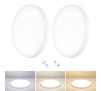 Combuh 28W Plafonniers LED Detecteur de Mouvement Radar Interieur, 30cm Luminaire Couloir avec Capteur Crepusculaire Automatique, 28W Lampe avec Sensor 2PCS, IP56 Eclairage Pour Cave, Loft et Porch