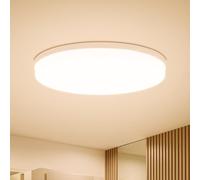 Combuh Led Plafonnier 30cm, 48W 220V Lampe Plafond Rond Plat, 3000K Blanc Chaud Luminaire Intérieur, IP44 Etanche Salle de Bain pour Kitchen Hallway Buanderie, Bathroom Ceiling Light