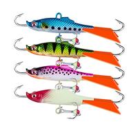 Comcapy 4pcs Jigging Fishing Lure Winter Lure Balancers Ice Jig Hard Artificial Bait with Luminous Hooks 15g 68mm,