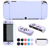 COMCOOL Coque de protection pour Nintendo Switch OLED 2021 - Accessoires de protection mignons pour Nintendo Switch OLED 7" Joy-Con avec protecteur d'écran et poignées de pouce - Violet