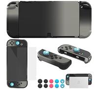 COMCOOL Dockable Coque pour Nintendo Switch OLED 2021 - Accessoires de protection pour manette NS OLED et Joy-Con avec protecteur d'écran - Noir cassé