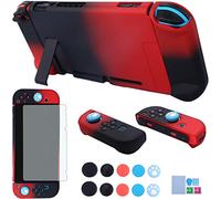 Comcool Étui de protection 3 en 1 pour Nintendo Switch et manette Joy-Con, avec film protecteur d'écran Rouge et noir