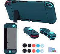 COMCOOL Étui de protection 3 en 1 pour Nintendo Switch et manette Joy-Con avec protecteur d'écran et poignées pour pouce Bleu sarcelle