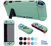 COMCOOL Étui de protection 3 en 1 pour Nintendo Switch et manette Joy-Con avec protecteur d'écran et poignées de pouce Vert thé