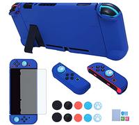 COMCOOL Étui de protection 3 en 1 pour Nintendo Switch et manette Joy-Con avec protecteur d'écran et poignées de pouce Bleu foncé