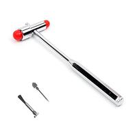 Comdent Babinsky Buck Marteau réflexe neurologique 7" Examen diagnostique avec broche et brosse, Acier inoxydable, Rouge