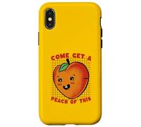 Come Get Peach Jeu de Mots rétro Kawaii Fruits Coque pour iPhone X/XS