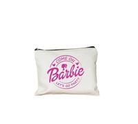 Come on Barbie Trousse de maquillage en toile pour femme Motif dessin animé Trousse à crayons Portefeuille Étudiant Trousse de toilette réutilisable Cadeau, 2, 22cmX18cm