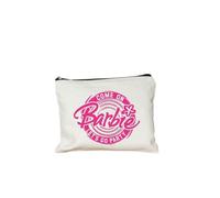 Come on Barbie Trousse de maquillage en toile pour femme Motif dessin animé Trousse à crayons Portefeuille Étudiant Trousse de toilette réutilisable Cadeau, 5, 22cmX18cm
