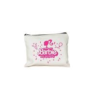 Come on Barbie Trousse de maquillage en toile pour femme Motif dessin animé Trousse à crayons Portefeuille Étudiant Trousse de toilette réutilisable Cadeau, 3, 22cmX18cm