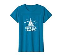Come Sail Away Nautical Adventure Voilier T-Shirt, Femme, Saphir, S