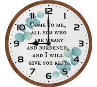 Come to me, all you who are weary and burdened, and I will give you rest Horloge murale silencieuse sans tic-tac 25,4 cm Décoration de cuisine à piles pour horloges murales de bureau