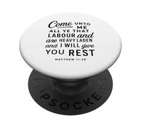Come Unto Me Matthew 11 28 Verse biblique Écriture Faith Pray PopSockets PopGrip Adhésif