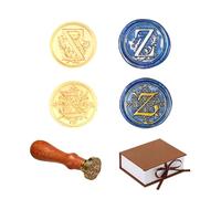 Comealltime 2 Pièces Vintage Alphabet Cire à Cacheter Timbres, A~Z Initialen Sceau de Cire Avec Poignée en Bois, 26 Lettres 25mm Tête en Laiton Amovible Carte d'invitation Cadeau Décoration (Lettre Z)