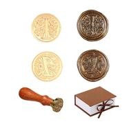 Comealltime 2 Pièces Vintage Alphabet Cire à Cacheter Timbres, A~Z Initialen Sceau de Cire Avec Poignée en Bois, 26 Lettres 25mm Tête en Laiton Amovible Carte d'invitation Cadeau Décoration (Lettre I)