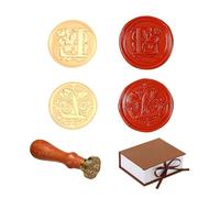 Comealltime 2 Pièces Vintage Alphabet Cire à Cacheter Timbres, A~Z Initialen Sceau de Cire Avec Poignée en Bois, 26 Lettres 25mm Tête en Laiton Amovible Carte d'invitation Cadeau Décoration (Lettre L)