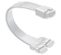 COMeap Câble d'extension 12VHPWR femelle 16 broches vers double 8 broches (6+2) mâle PCIe conversion GPU pour alimentation avec port 12 + 4 broches 12 V HPWR 30 cm, blanc