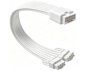 COMeap Câble d'extension 12VHPWR femelle 16 broches vers double 8 broches (6+2) mâle PCIe conversion GPU pour alimentation avec port 12 + 4 broches 12 V HPWR 30 cm, blanc