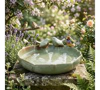 Comebachome Bain d'oiseaux au Sol, Bol de Bain d'oiseaux en céramique Vintage pour Jardin, ' Vert fabriqué à la Main avec décoratifs, 9, 4 Pouces, céramique, Bol