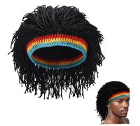 Comebachome Chapeau Rasta avec Dreadlocks, chapeau tricoté de perruque de dreads drôle, bonnet d'hiver hip-hop pour femmes et hommes fête d'halloween, décor