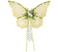 Comebachome Costume de fée aile de papillon jaune pour femme, accessoire avec motif fleur feuille saule rêve