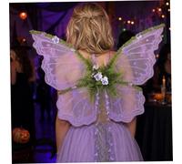 Comebachome Costume de fée aile de papillon violet pour femmes, accessoires fée pour adultes avec fleur feuille saule
