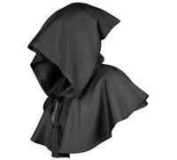 Comebachome Hotte de Capot médiéval, Capuche Noire Morte, Cape à Capuche Courte pour Adultes Halloween Cosplay Masquerade (Une Taille)