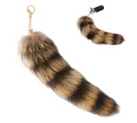 Comebachome Keynchain de raton laveur, porte-cortège Tail Fox en fausse fourrure de 30 cm, pendentif Thérian Thérian pour un décor sac à main