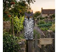Comebachome Leurres de Hibou pour effrayer Les Oiseaux - Statue de Jardin réaliste pour l'extérieur, décoration Hibou en Plastique réaliste (40 cm, Gris), leurre, leurres pour effrayer Les Oiseaux